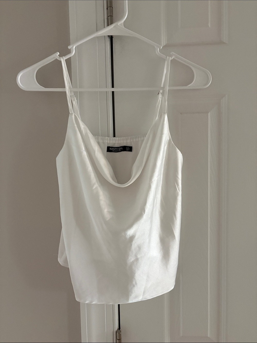 Nasty Gal White Satin Cowl Neck Camisole